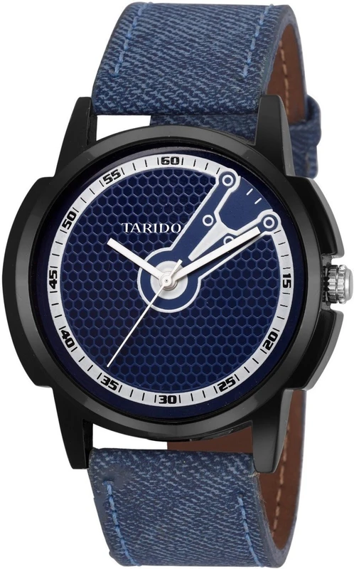 Tarido Standard blue dial blue leather strap analog wrist Analog Watch  - For Men