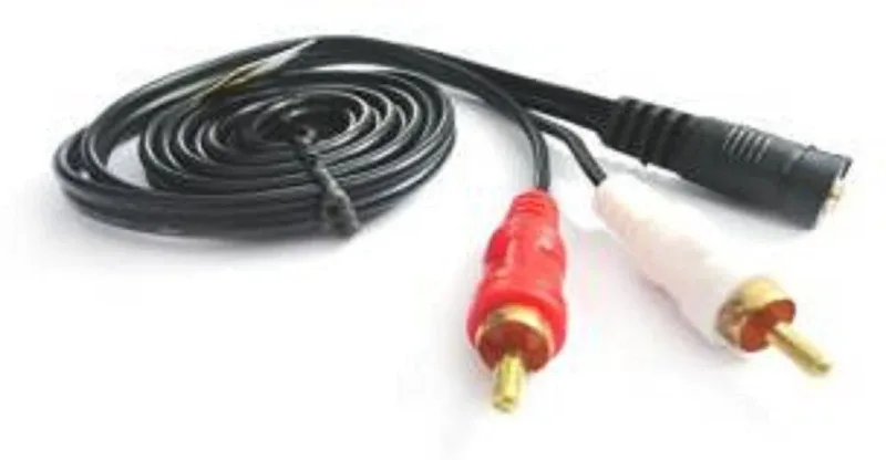 TECHON  TV-out Cable stereo 3.5 mm female to 2 rca male audio video cable(Black, For TV)