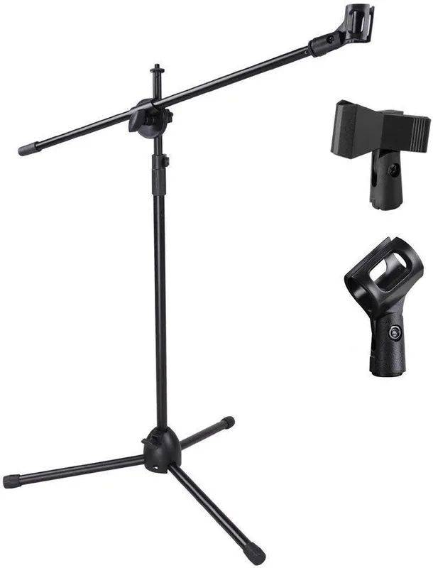 Techtest New Microphone Stand Professional Swing Boom Floor Stand Microphone Holder Flexible Stage Tripod For Studio Recording Suspension Scissor Arm Clamp Speech Bracket Condenser
