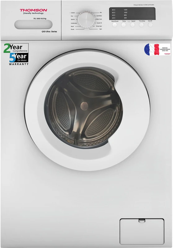 Thomson 10.5 kg Germ Purifier Technology Fully Automatic Front Load Washing Machine with In-built Heater White(Q10 Ultra Series)