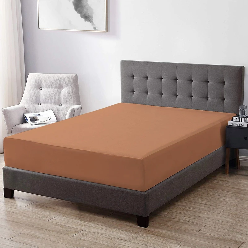 Trance Home Linen King Size Fitted Terry Cotton Breathable, Waterproof Mattress Cover(72 inch x 84 inch, Brown)
