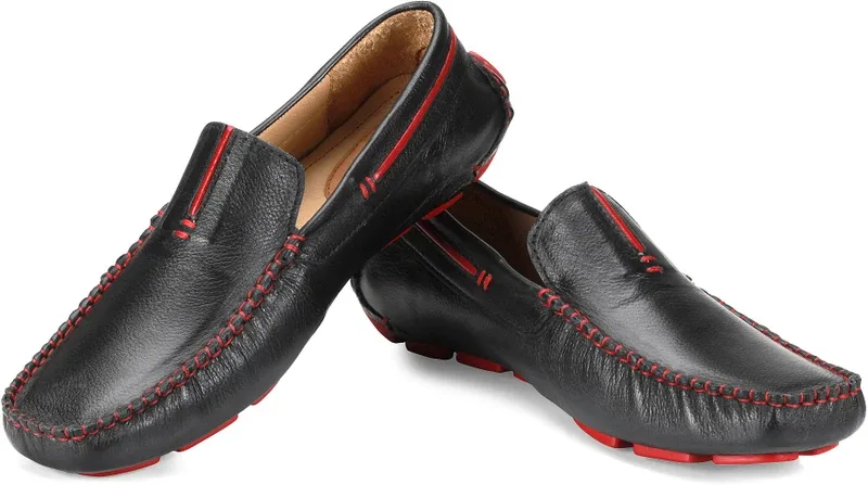 TZARO Red Tunnel Loafers For Men(Burgundy, Black , 44 Euro)