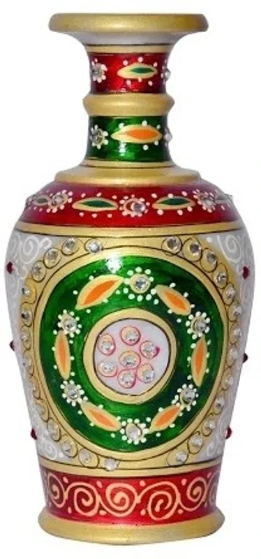 Vaah Marble Vase(6 inch, Multicolor)