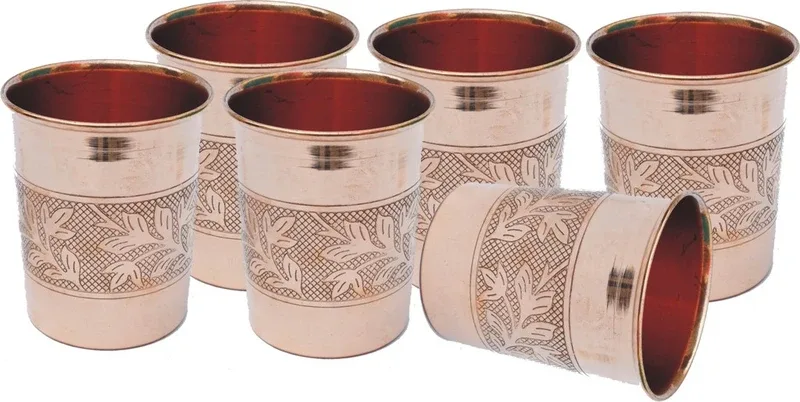 Veda Home & Lifestyle (Pack of 6) GLST151 Glass Set Water/Juice Glass(1500 ml, Copper, Brown)