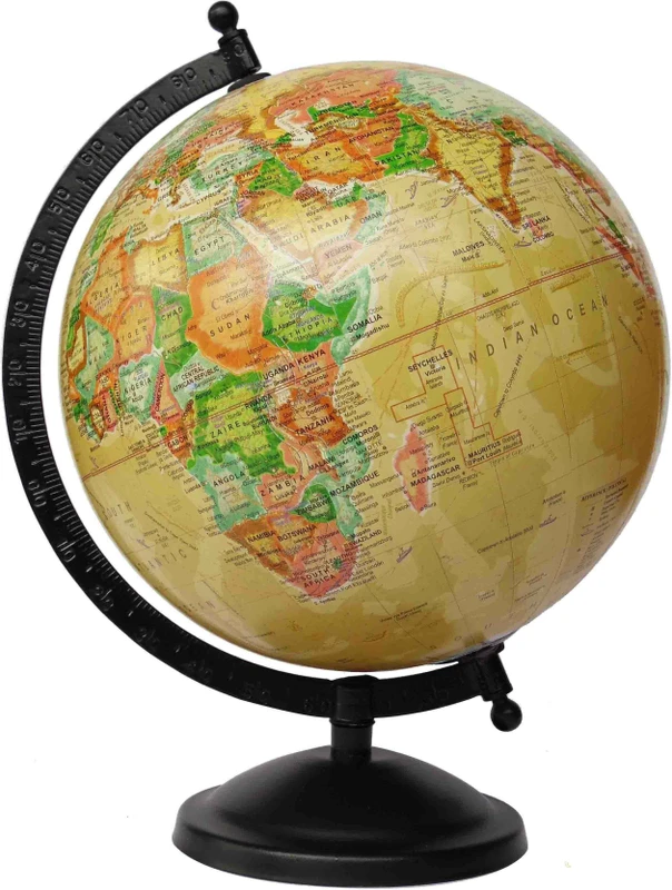 VIRA 8 Inch Mat Finish With Metal Base Desk and Table Top Political World Globe(Medium Yellow)