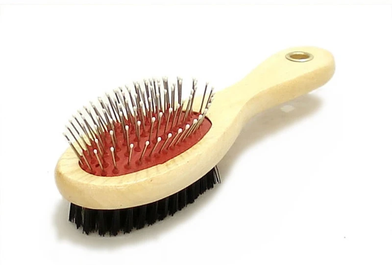 W9 Imported High Quality Double Sided Wooden Pin Dog Brush (Medium) Plain/ Bristle Brushes for  Dog