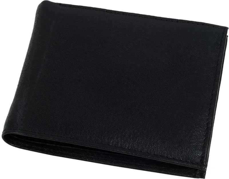 ZINT Men Black Genuine Leather Wallet(6 Card Slots)