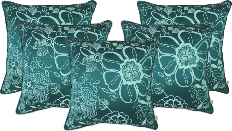 Zubix Polyester Cushions Cover(40 cm*40 cm, Pack of 5, Blue)